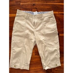 Lee 1889 Cargo Capri Pants Khaki Tan Womens Size 10 Medium Utility Outdoor